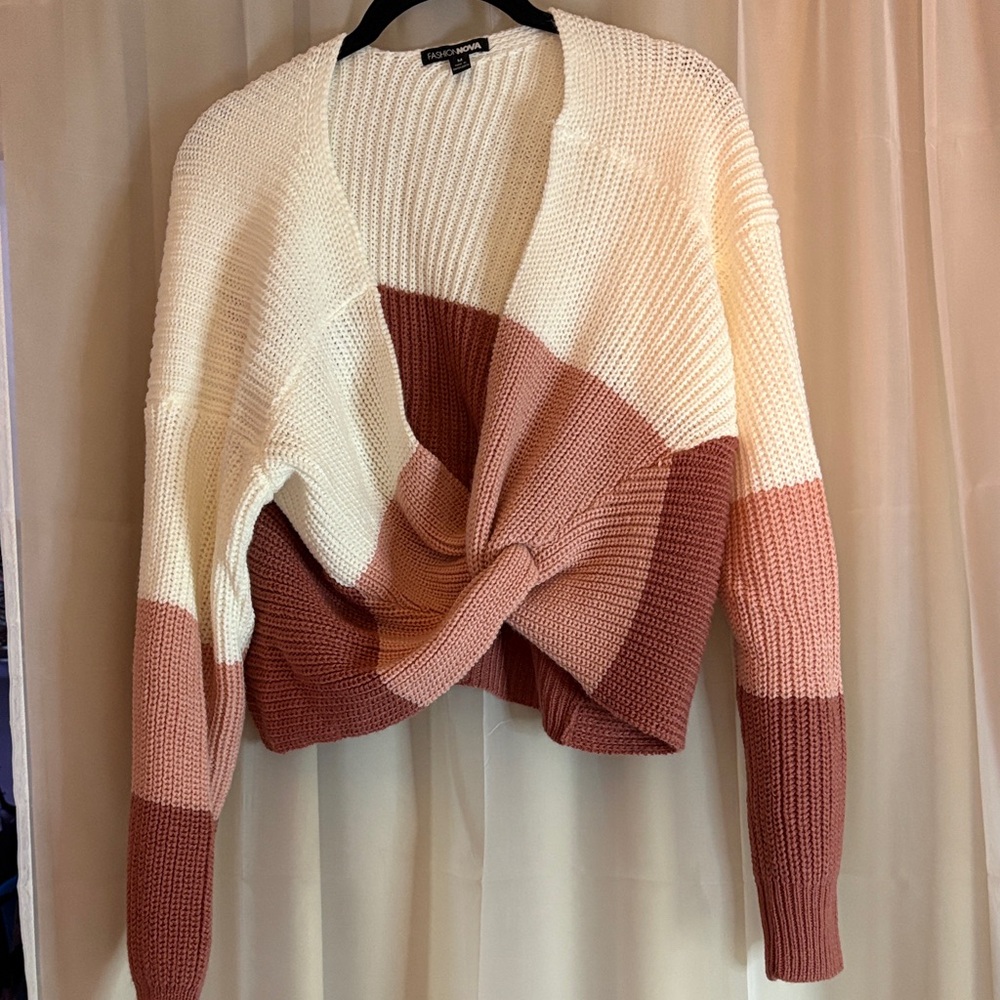 Fashion Nova Colorblock Cropped Cardigan